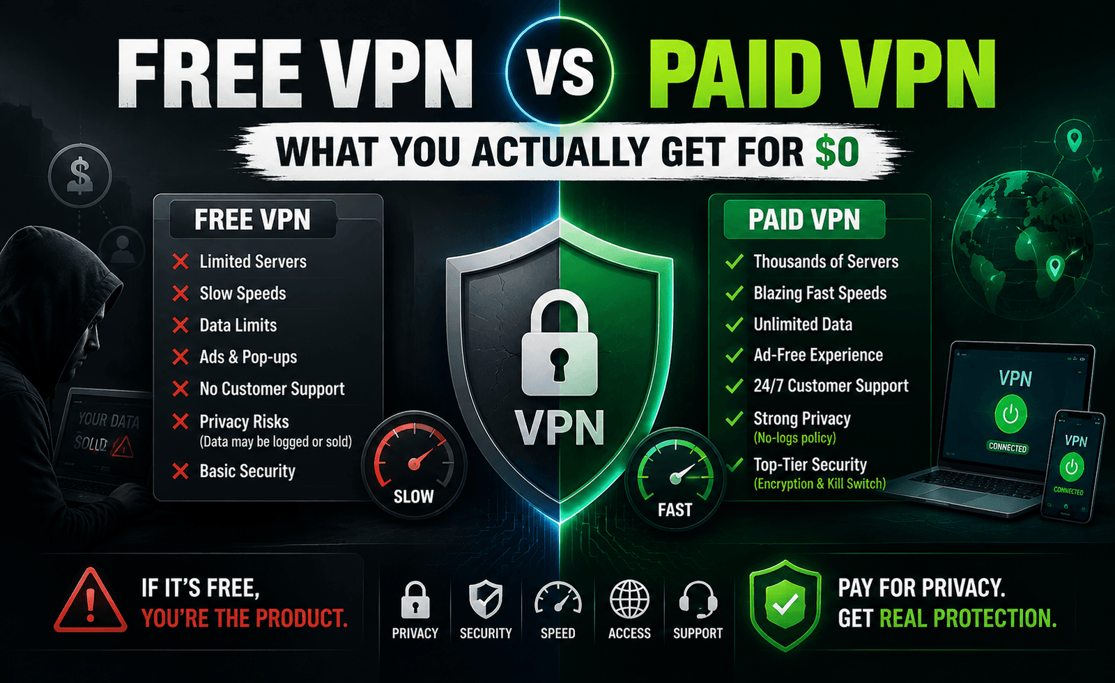 Free VPN vs Paid VPN: What You Actually Get for $0